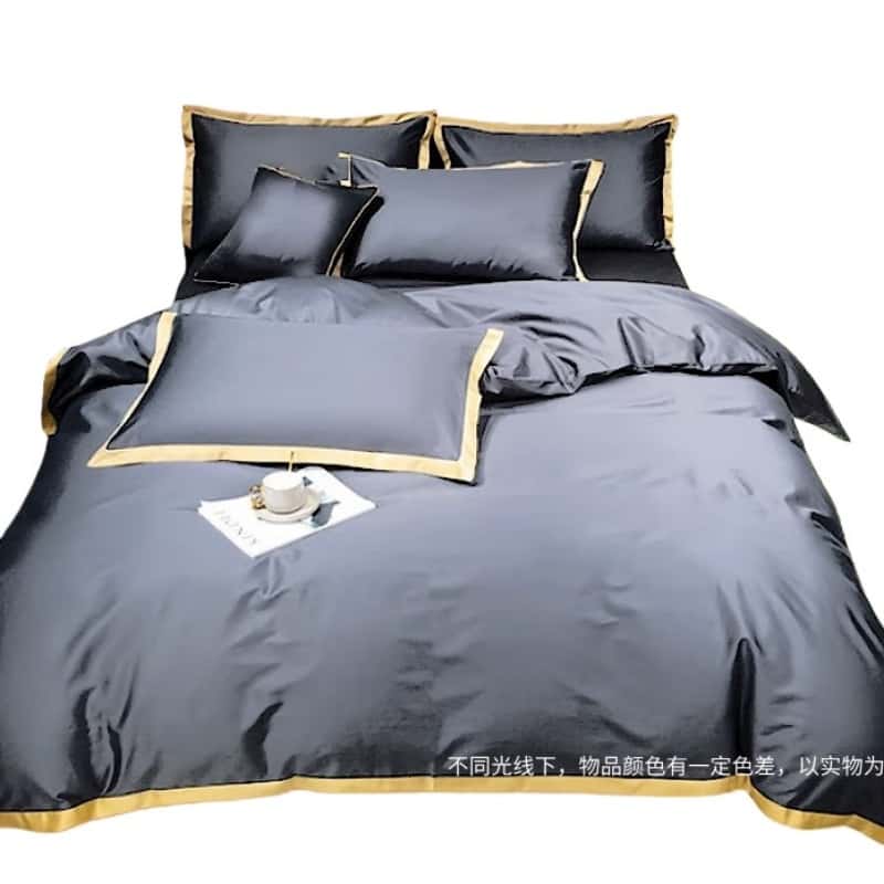 若叶之季 LR-TJ02 全棉40S绣花三件套 150*200cm （单位：套） 蓝灰