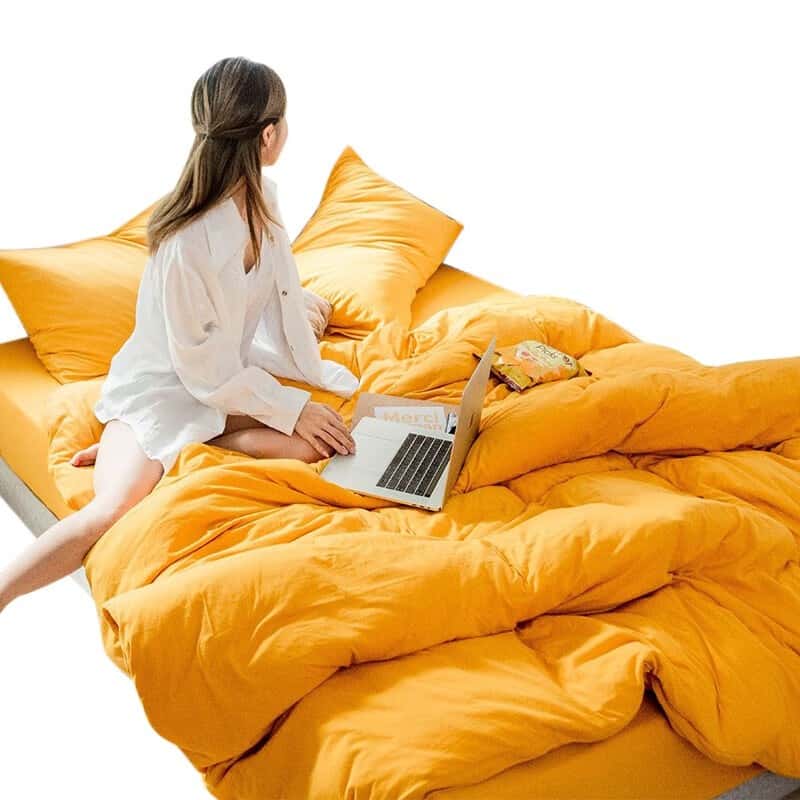 三极户外（Tripolar） TP2982 天竺棉四件套 1.8m被套加大床单款 （单位：套） 姜黄色