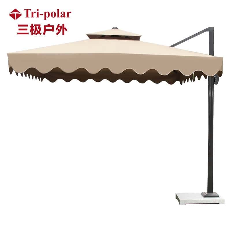三极户外（Tripolar） TP7037 庭院遮阳伞 方形2.5米双顶波浪边 （单位：把） 卡其色