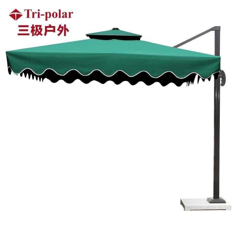 三极户外（Tripolar） TP7037 庭院遮阳伞 方形3米双顶波浪边 （单位：把） 墨绿色