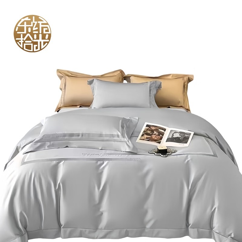 东纺拾光 DF2004-01 轻奢长绒棉床上四件套 220*240cm （单位：套） 哑光灰