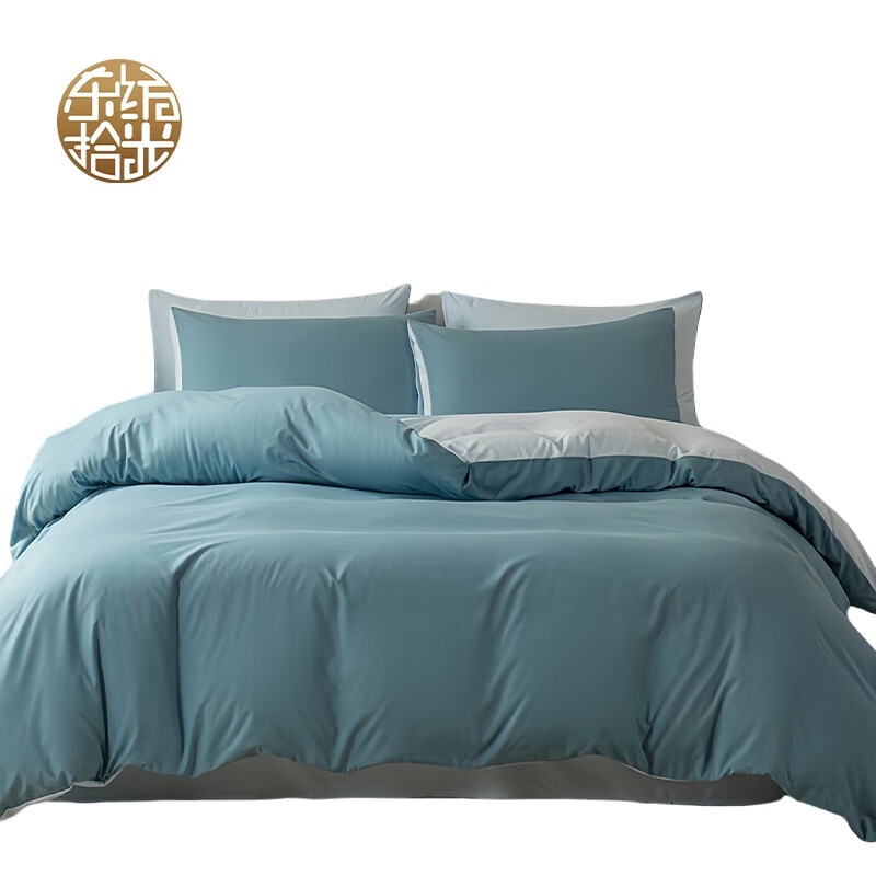 东纺拾光 DF2006-01 浮光之森系列床上四件套 220*240cm （单位：套） 夏至蓝+兮霜白