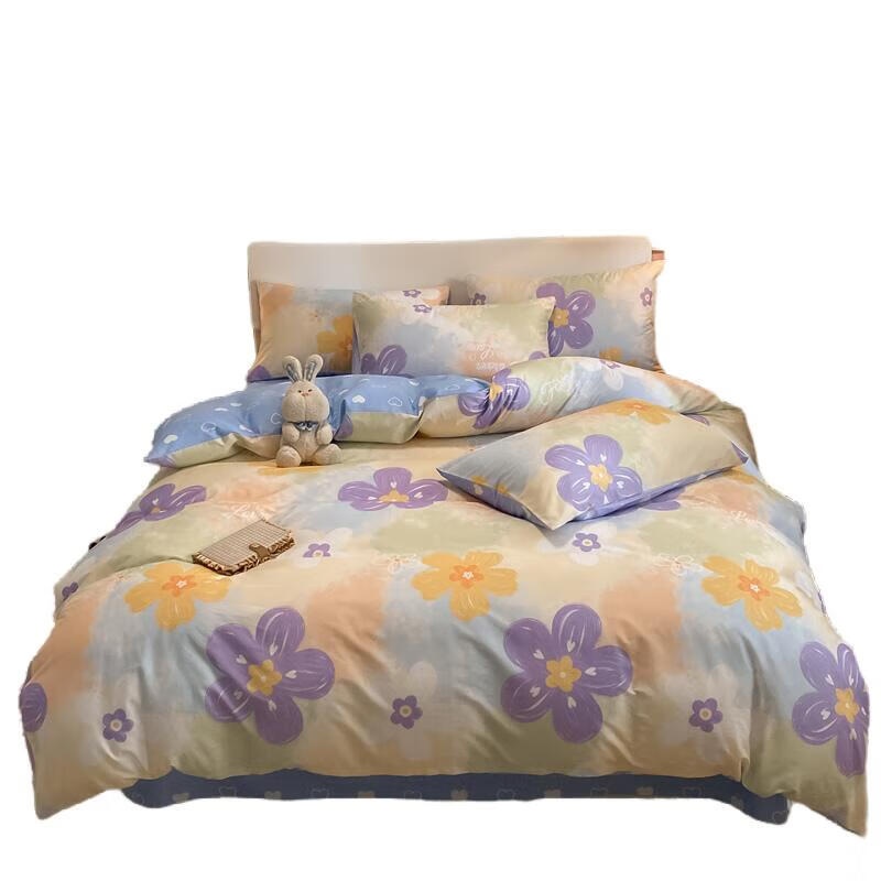 纺语柔 F1131 七彩花床上套装 四件套 （单位：套）