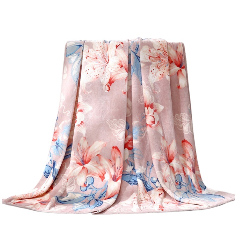 富安娜（FUANNA） 缤纷花影 法兰绒毯毯子 180*200cm （单位：床） 粉色