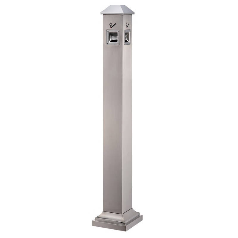 科力邦（Kelibang） KB3233 烟灰柱垃圾桶 沙钢斜头形 （单位：个） 不锈钢色