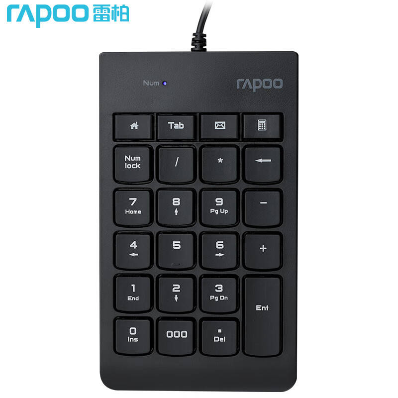 雷柏（RAPOO） K10 有线数字键盘 USB接口 （单位：个） 黑色