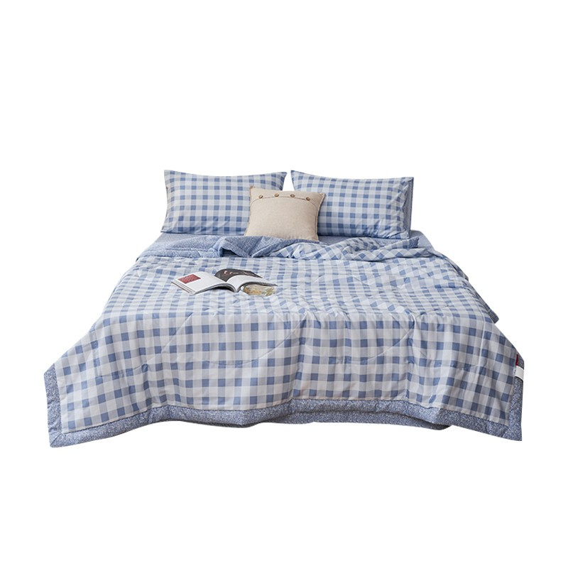 伊伊爱 BZ0LFS2201013 全棉格子系列大豆夏被 150*200cm （单位：条） 方格-海蓝