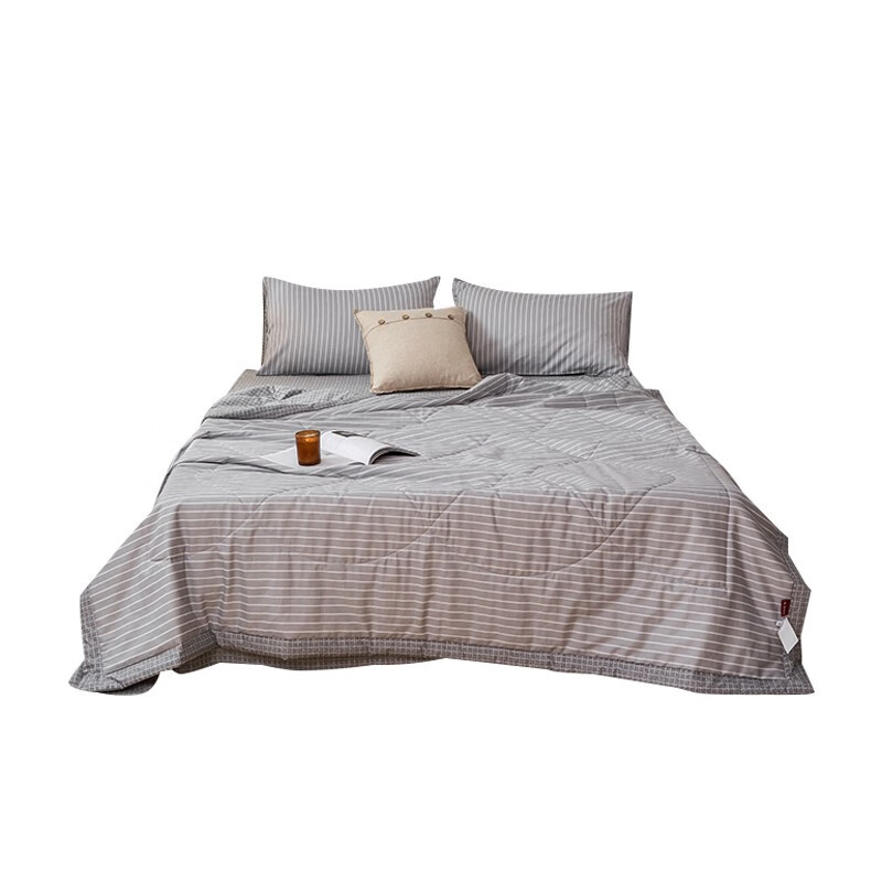 伊伊爱 BZ0LFS2201018 全棉条纹系列大豆夏被 200*230cm （单位：条） 细条纹-灰