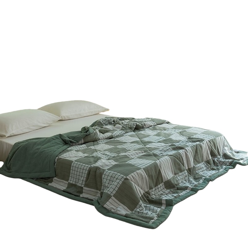 伊伊爱 BZ0SZ02201036 全棉格子色织双层纱夏被 200*230cm （单位：条） 浅绿格