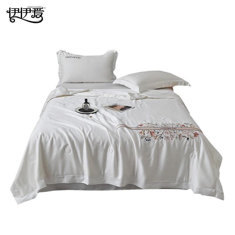 伊伊爱 BZ0TDC2301104L 60S莫代尔大豆桑蚕丝绣花夏被 150*200cm （单位：条） 漫妮本白