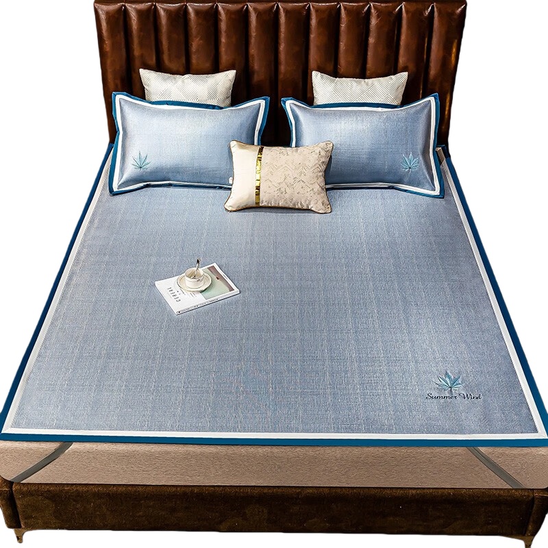 伊伊爱 CD0AN02100271 枫叶系列简约时尚工艺冰丝席 150*200cm （单位：床） 冰心蓝
