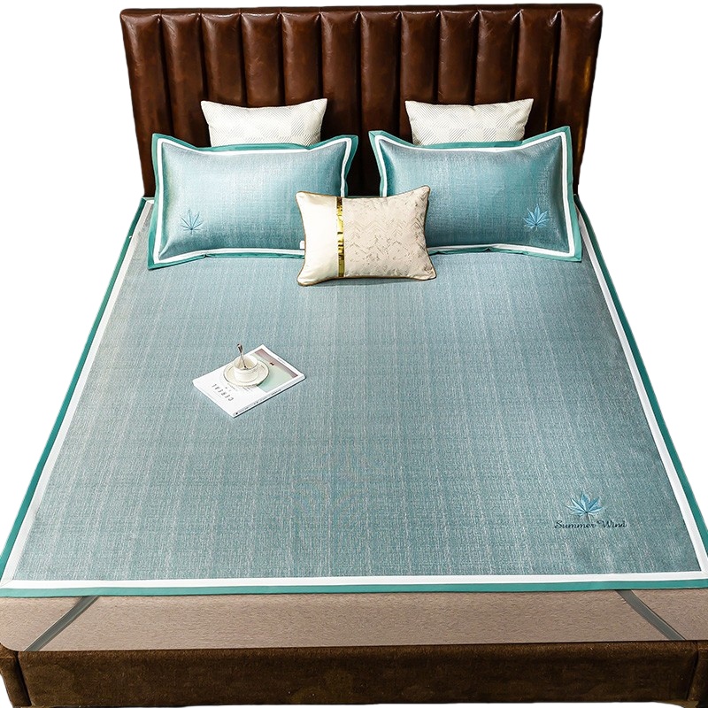 伊伊爱 CD0AN02100272 枫叶系列简约时尚工艺冰丝席 180*200cm （单位：床） 浅葱绿