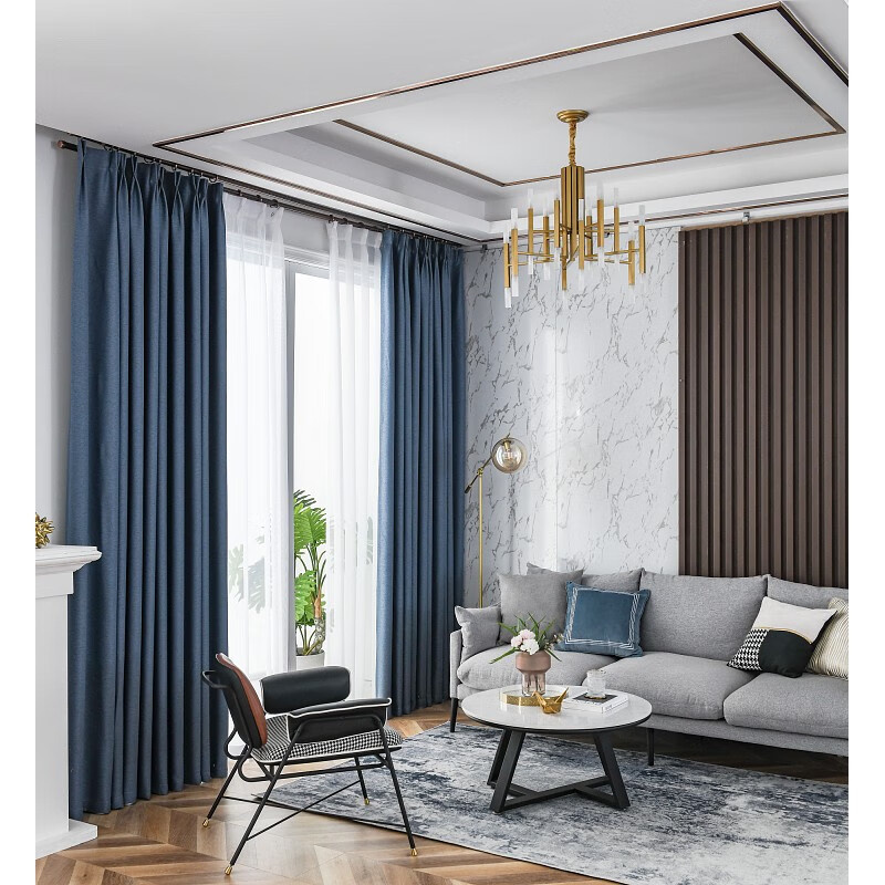 伊伊爱 CL0SX02000020 双面麻遮光窗帘 1*2.7m （单位：片） 静奢蓝