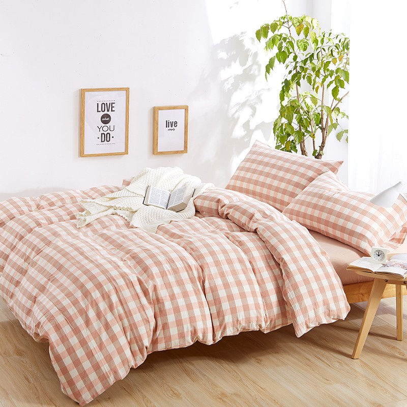伊伊爱 CMTJ-16XK-114 水洗棉时尚格子四件套 200*230cm （单位：套） 粉色中格