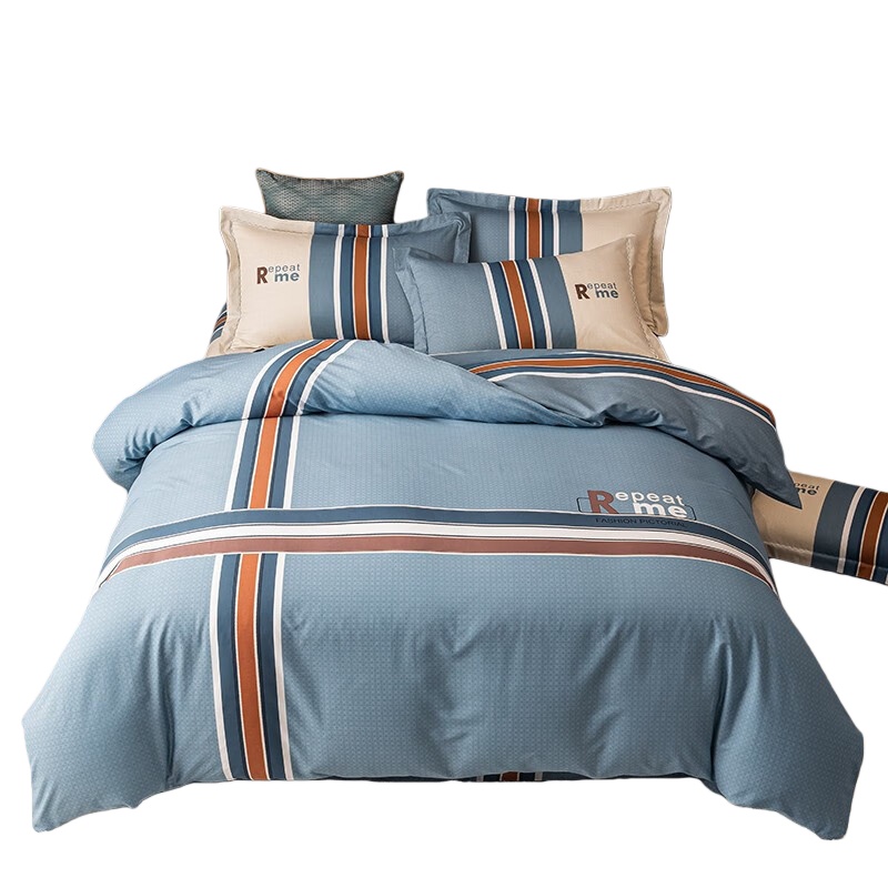 伊伊爱 CMTJ-16XK-116 纯棉活性印花加密时尚条格四件套 200*230cm （单位：套） 蓝调