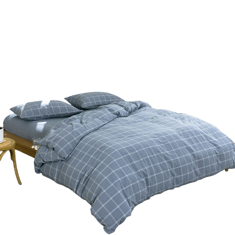 伊伊爱 CMTJ-9SXM-001 简约水洗棉四件套 床单款 200*230cm （单位：套） 蓝格系列
