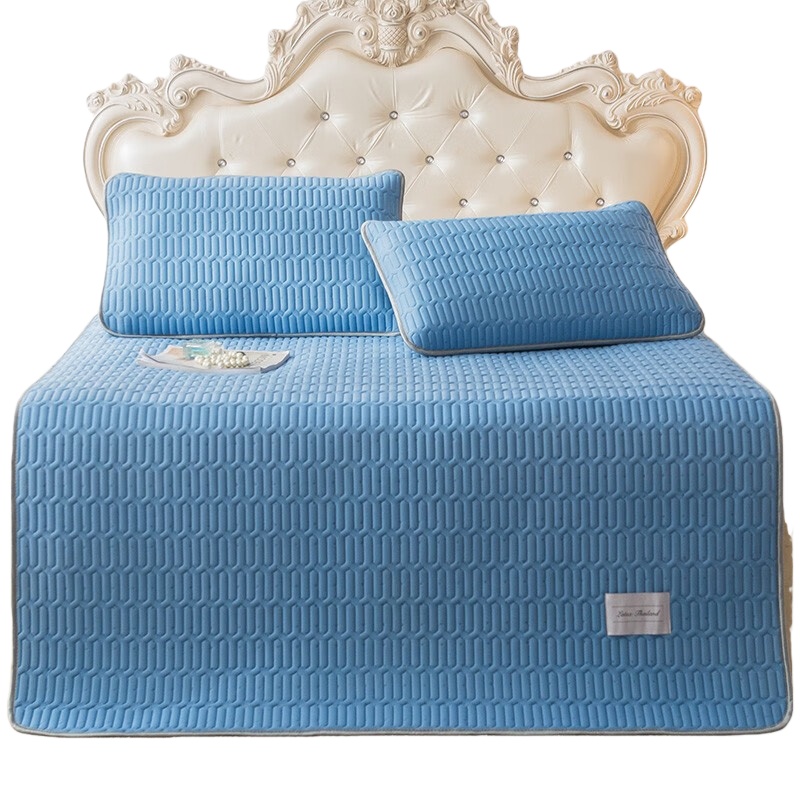 伊伊爱 D01900038 凉感丝纯色简约乳胶凉水洗席 150*200cm （单位：套） 湖蓝