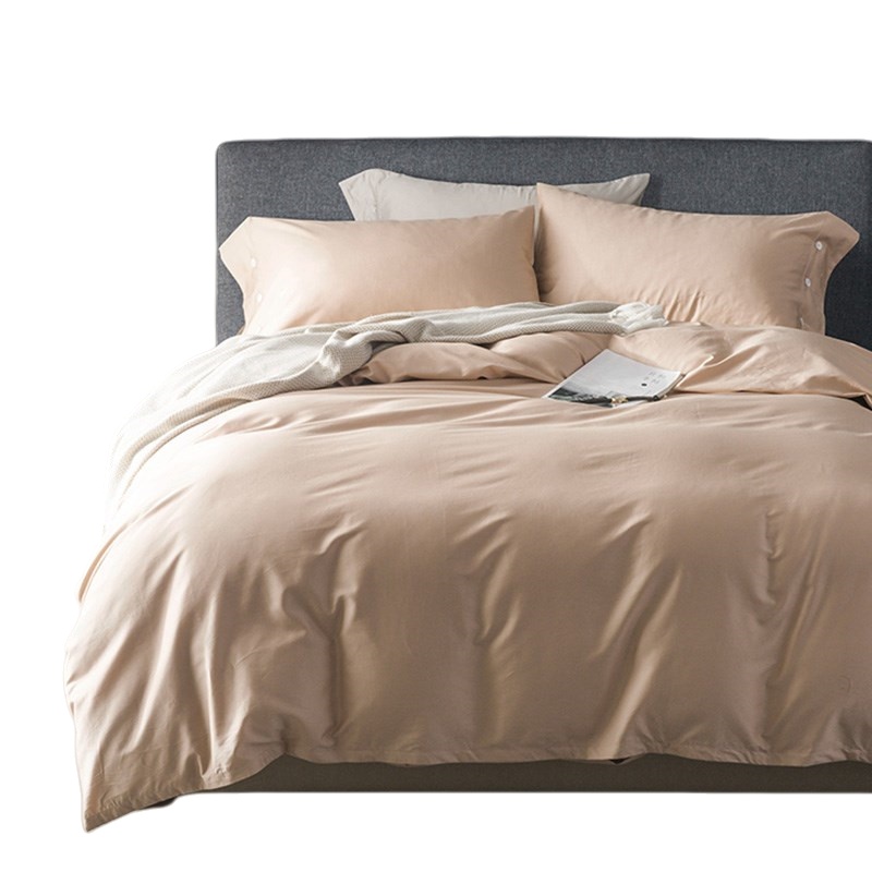 伊伊爱 QMTJ-8CRM-001 60高支长绒棉纯色素色四件套 220*240cm （单位：套） 奶咖