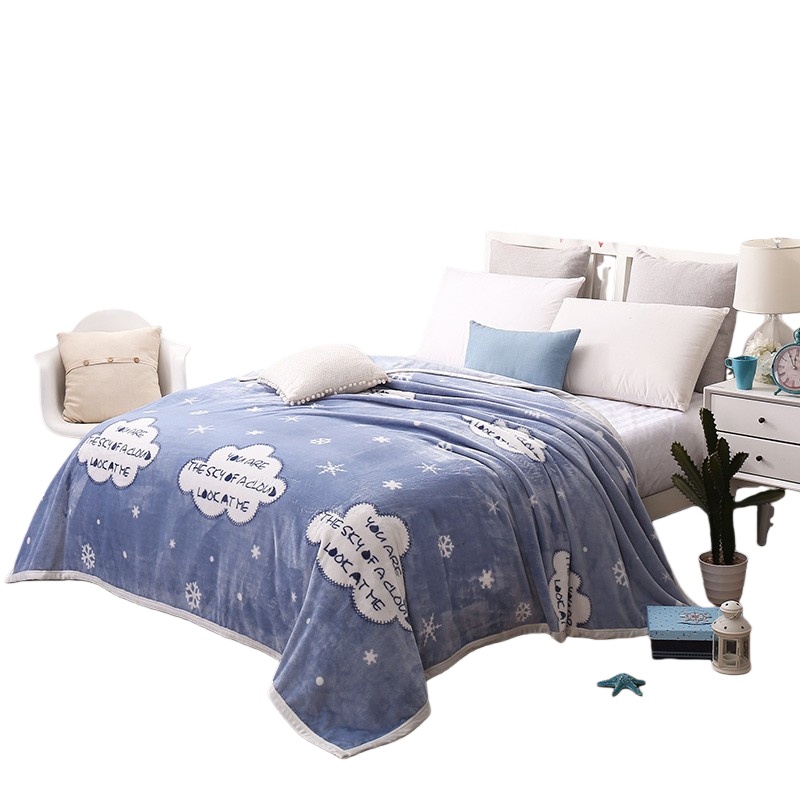 伊伊爱 SHR-17XK-200T-2 亲肤柔软舒适云貂绒毯 200*230cm （单位：条） 雪中情蓝