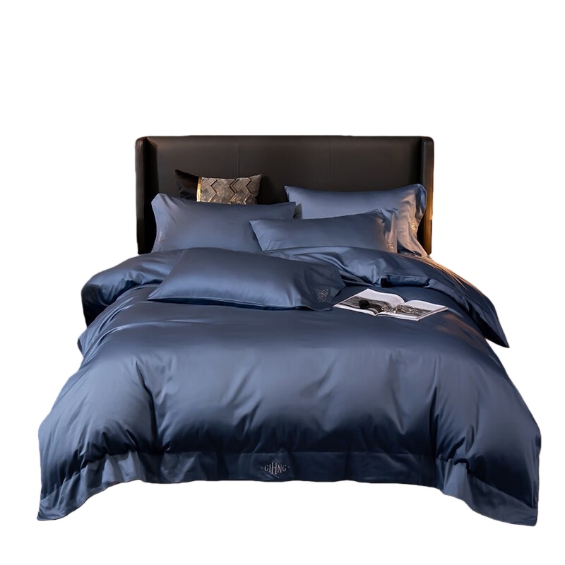 伊伊爱 T02000115 长绒棉刺绣素色四件套 200*230cm （单位：套） 皇嘉蓝