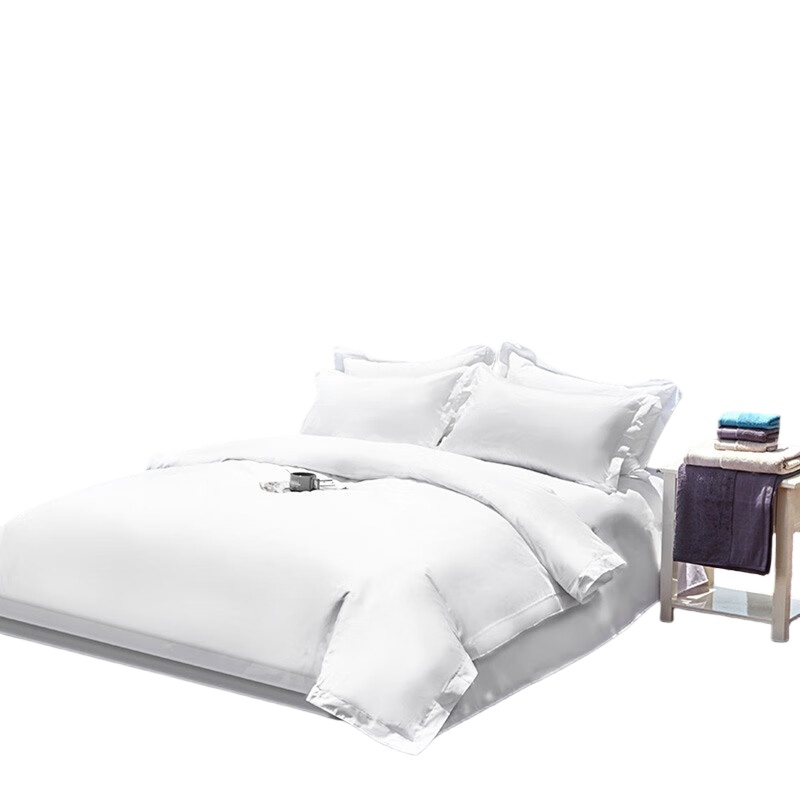 伊伊爱 T02000271 80S贡缎纯棉五星宾馆酒店四件套 240*260cm （单位：套） 白色