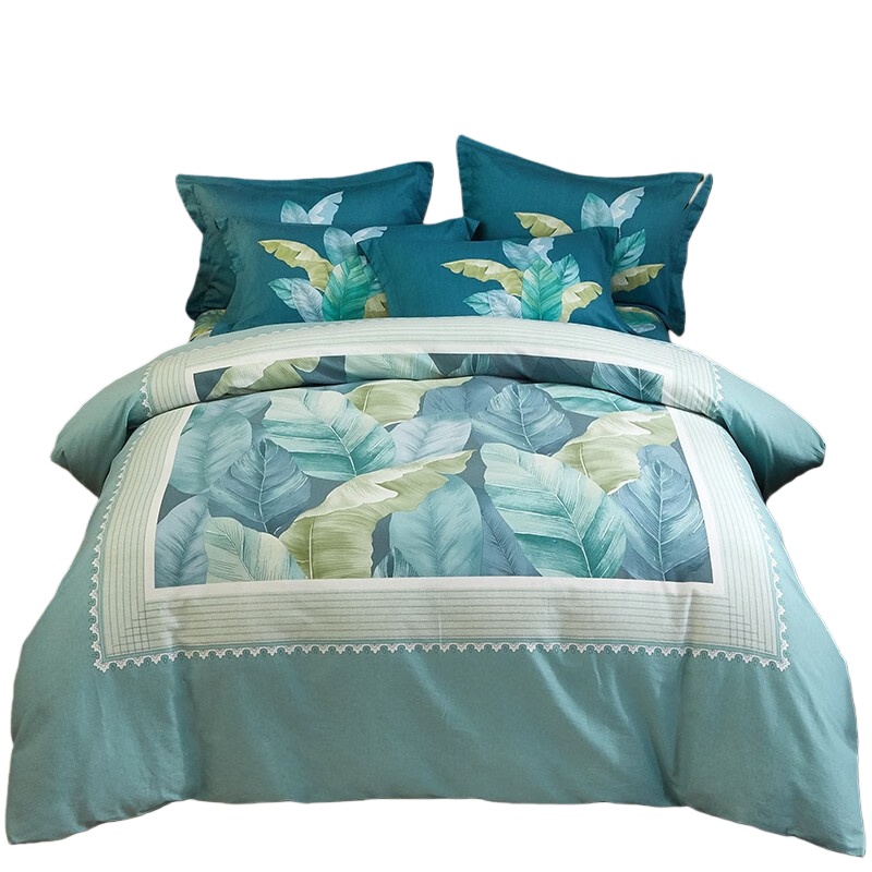 伊伊爱 TJ0HJC2000396 铃兰系列纯棉磨毛印花四件套 200*230cm （单位：套） 绿色