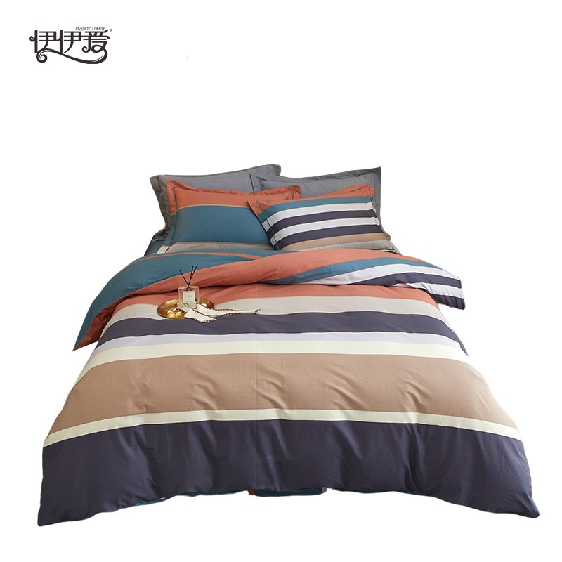 伊伊爱 TJ0HJC2201650 全棉加密条纹四件套 时光偶遇 220*240cm （单位：套） 桔色