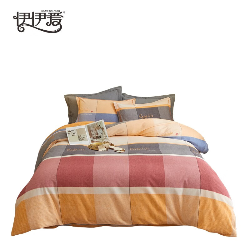 伊伊爱 TJ0HJC2201662 全棉磨毛条纹四件套 220*240cm （单位：套） 梅妮雅