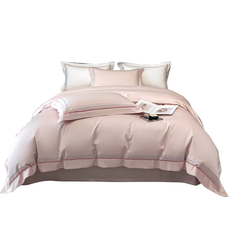 伊伊爱 TJ0HJC2301995L 长绒棉刺绣凯悦四件套 200*230cm （单位：套） 雅灰粉