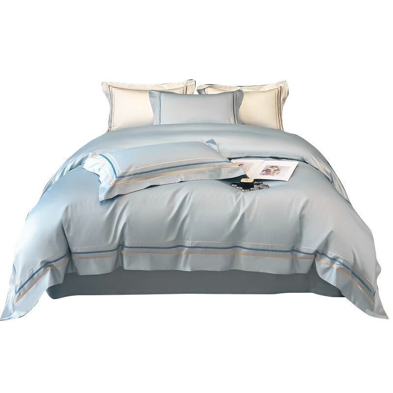 伊伊爱 TJ0HJC2301996L 长绒棉刺绣凯悦四件套 200*230cm （单位：套） 飘蓝