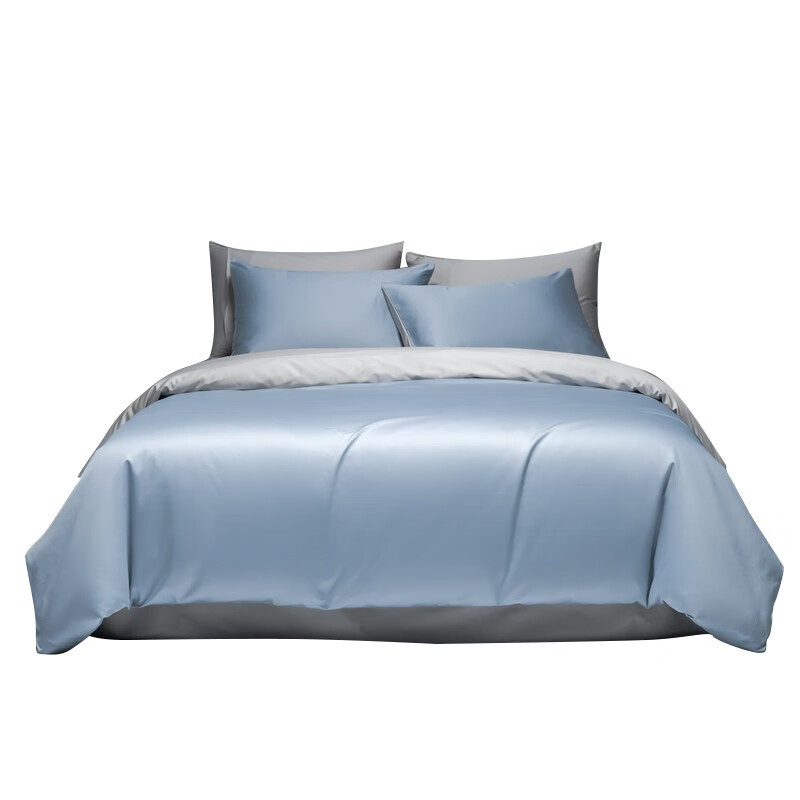 伊伊爱 TJ0HJC2302004 炫灿系列 纯色四件套 200*230cm （单位：套） 软香蓝拼浅灰