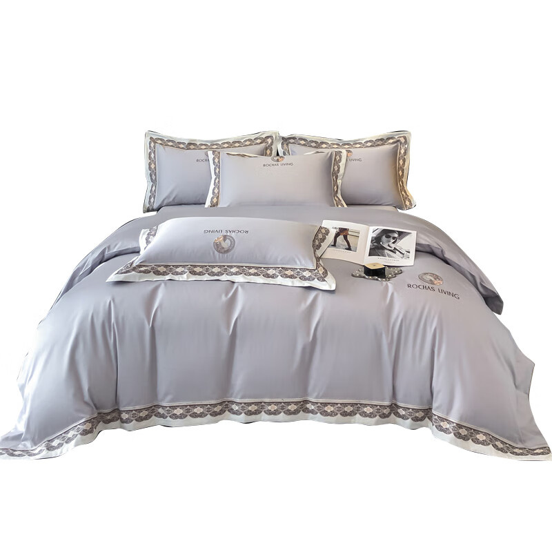 伊伊爱 TJ0HJC2401162 100支时尚绣花款何蒙莎系列四件套 200*230cm （单位：套） 丁香褐