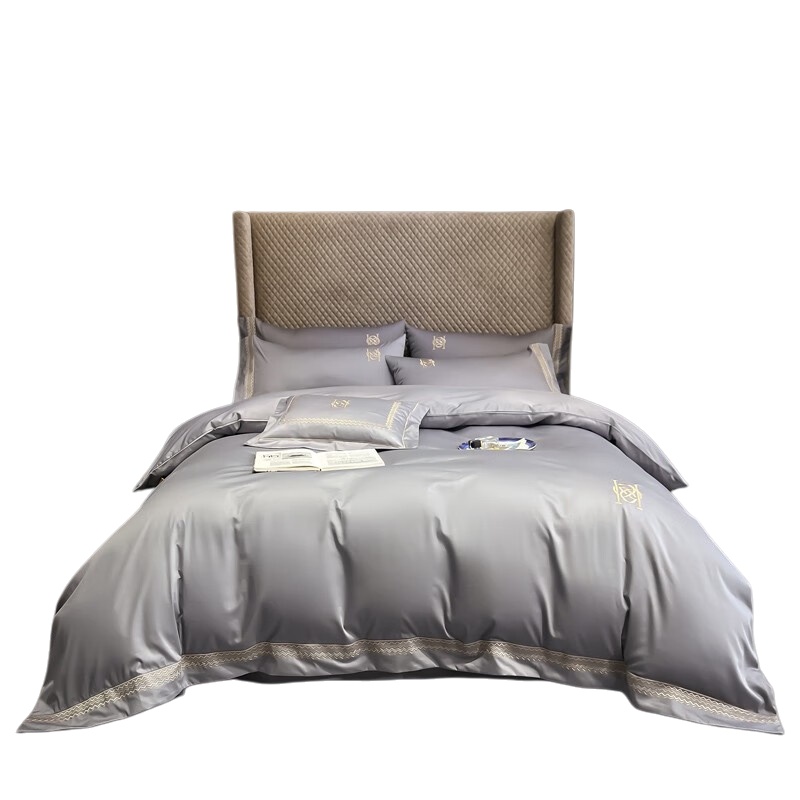 伊伊爱 TJ0KL02101110 100支澳棉格调四件套 220*240cm （单位：套） 浅灰色