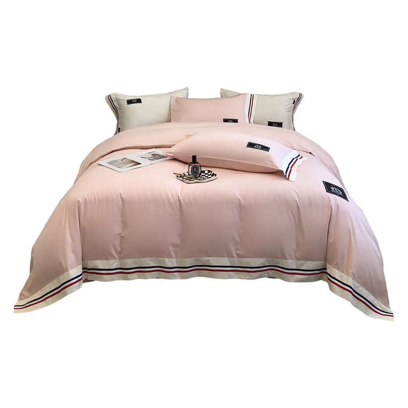 伊伊爱 TJ0KZ02301906 全棉宽边TB时尚生活简约粉四件套 200*230cm （单位：套） TB粉