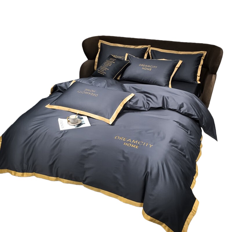 伊伊爱 TJ0NH02000334 全棉40S绣花床上用品三件套 150*200cm （单位：套） 蓝灰