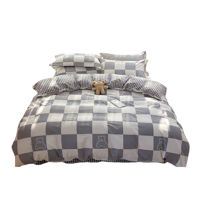 伊伊爱 TJ0NH02201490 时尚纯棉格子系列床品四件套 格子熊 200*230cm （单位：套）