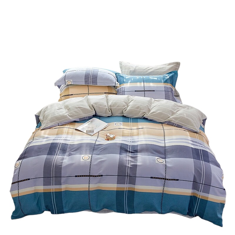 伊伊爱 TJ0NH02201492 暖橙格系列尚纯棉亲肤四件套 幽若格 200*230cm （单位：套）