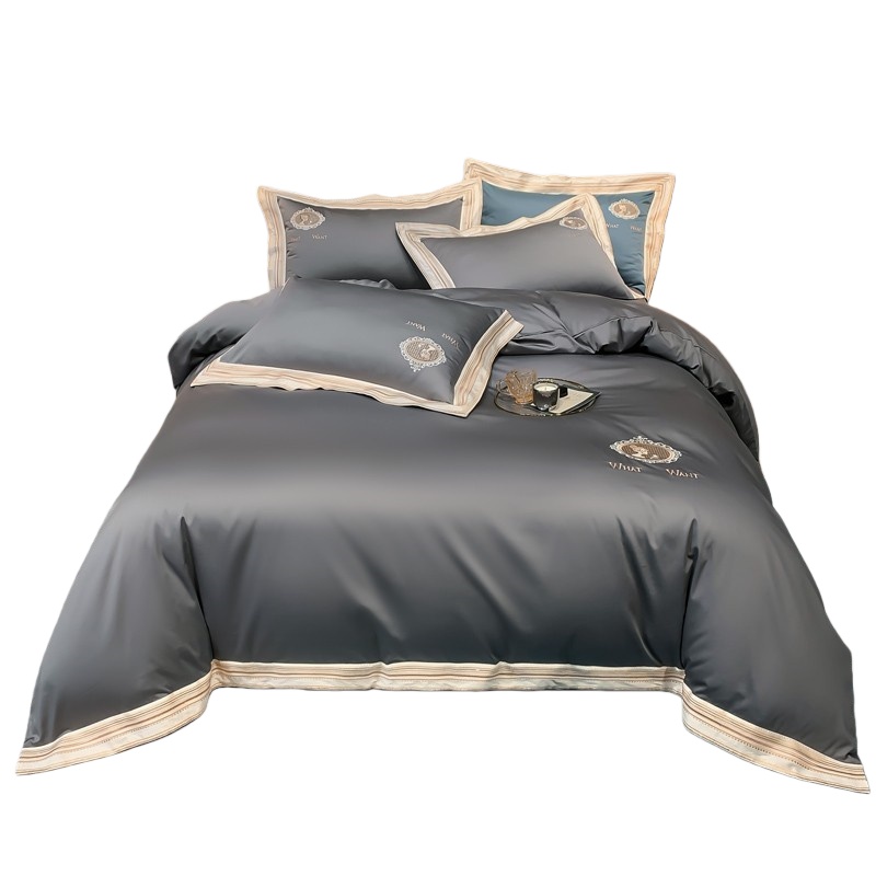 伊伊爱 TJ0QX02100829 100S长绒棉典雅系列绣花四件套 典雅 220*240cm （单位：套） 帝都灰