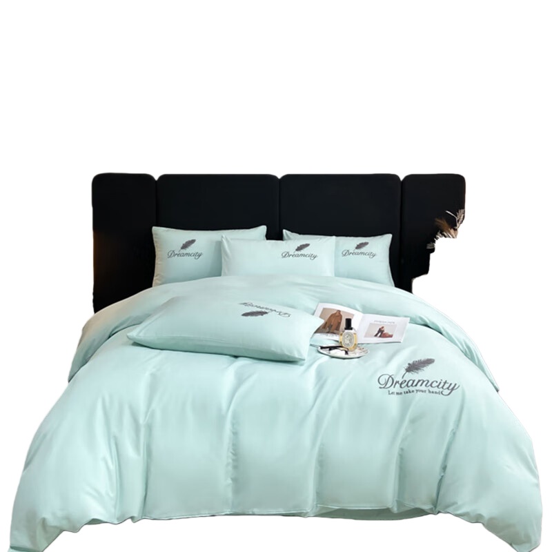 伊伊爱 TJ0RY02401193 水洗棉磨毛纯色刺绣羽毛系列四件套 200*230cm （单位：套） 梵星兰