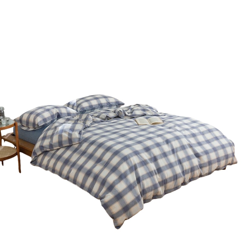 伊伊爱 TJ0SXM2201848L 全棉水洗棉经典格子六件套 150*200cm （单位：套） 渐变蓝格