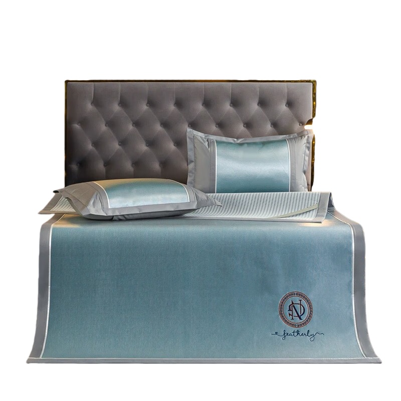 伊伊爱 XZ0AN02200017 撞色冰藤席赛尼尔系列凉席套 150*200cm （单位：套） 湖蓝