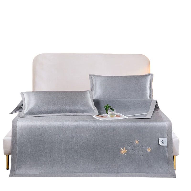 伊伊爱 XZ0AN02200022 工艺款绣花凉席叶语系列三件套 180*200cm （单位：套） 灰色