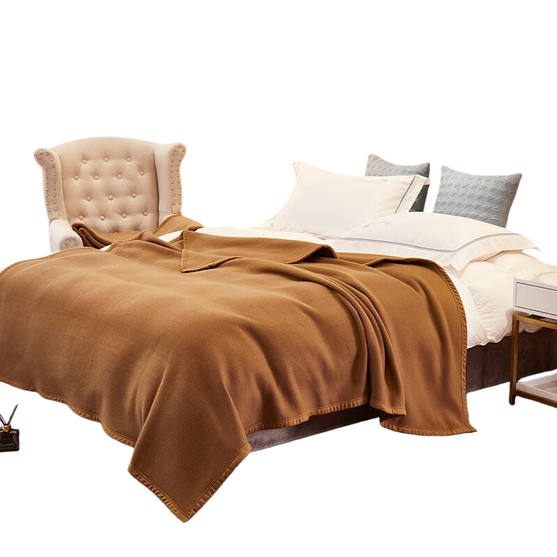 伊伊爱 Y0TK02100083 纯色双面绒毛毯 200*230cm （单位：条） 驼色