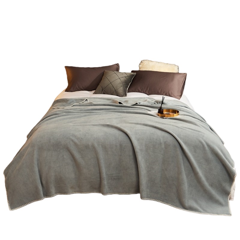 伊伊爱 Y0TK02100093 纯色华夫格毛毯 200*230cm （单位：条） 浅灰