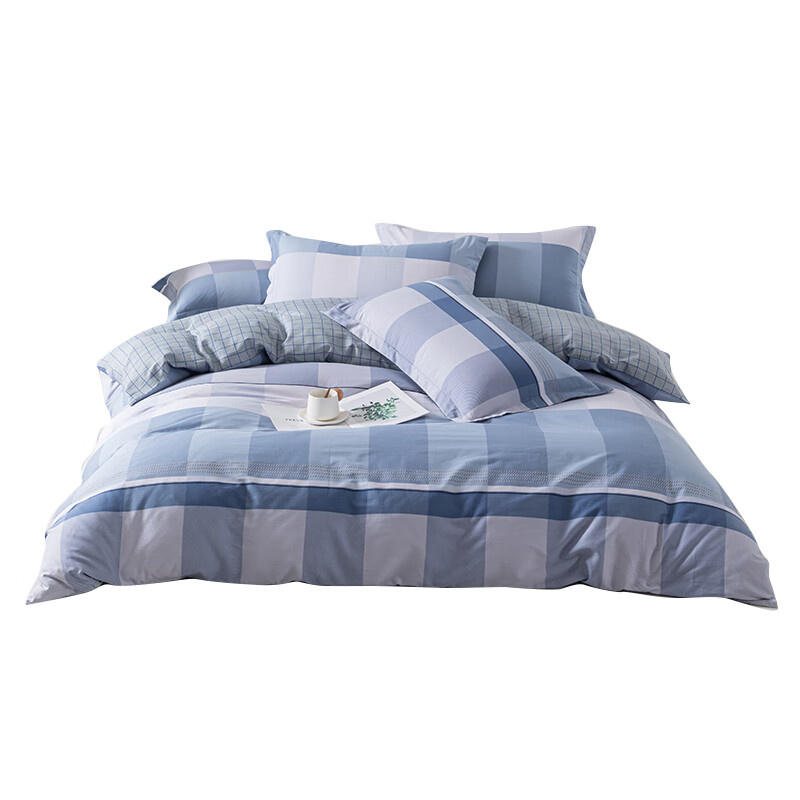伊伊爱 YZCGJD0240941 纯棉条纹四件套 芙卡 200*230cm （单位：套） 蓝格