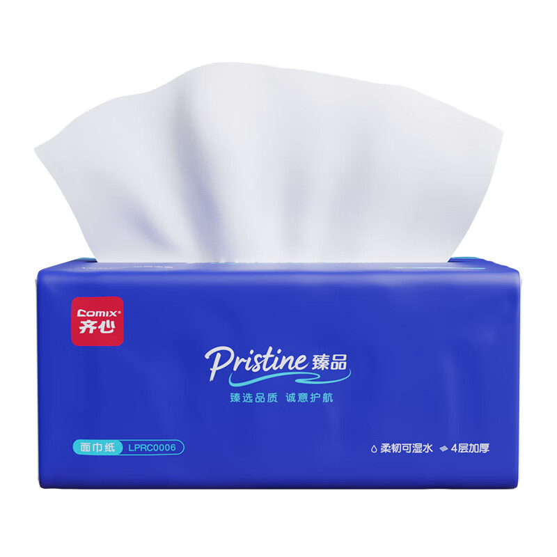 齐心（Comix） LPRC0006 臻品系列纸面巾 100抽/包 80包/箱 （单位：箱） 白色