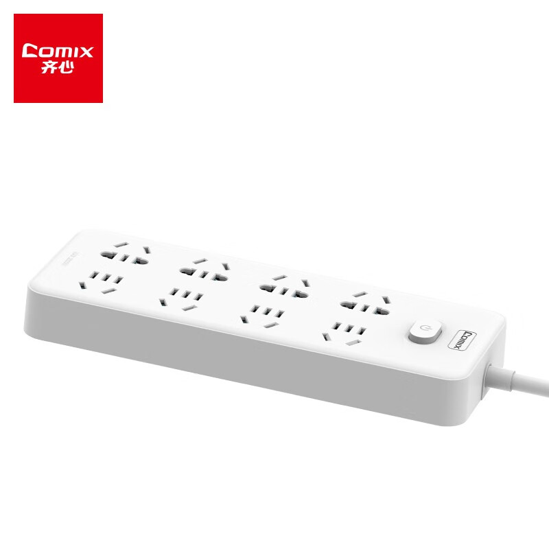 齐心（Comix） PCP-WZ818 延长线插座 8位40孔 总控全长2.0米 （单位：个） 白色