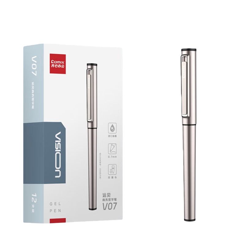 齐心（Comix） V07 远见商务签字笔 0.7mm 12支/盒 （单位：盒） 黑色