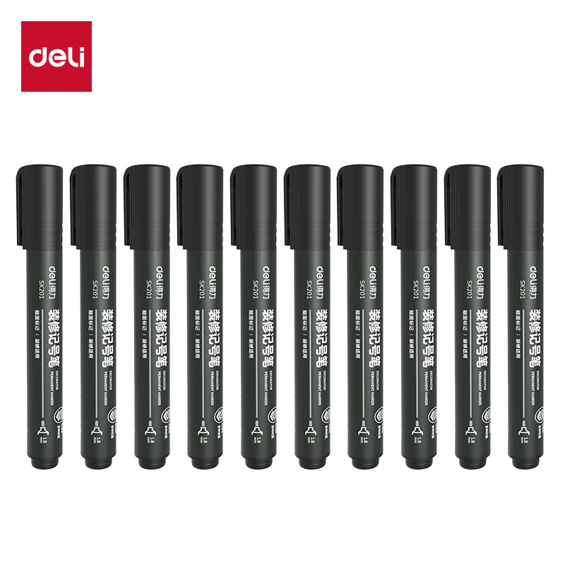 得力（deli） SK201 记号笔 10支/盒 （单位：盒） 黑色