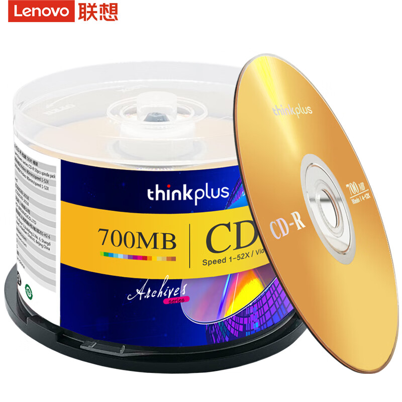 联想（Lenovo） CD-R 档案系列光盘 52速700MB 50片/桶 （单位：桶）